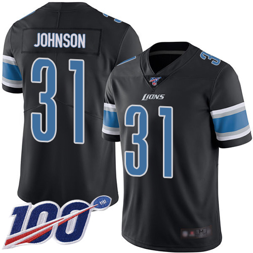 Detroit Lions Limited Black Men Ty Johnson Jersey NFL Football #31 100th Season Rush Vapor Untouchable->youth nfl jersey->Youth Jersey